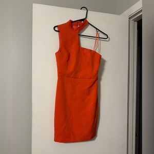 Orange dress with collar neck detail. Side zipper. Size small.